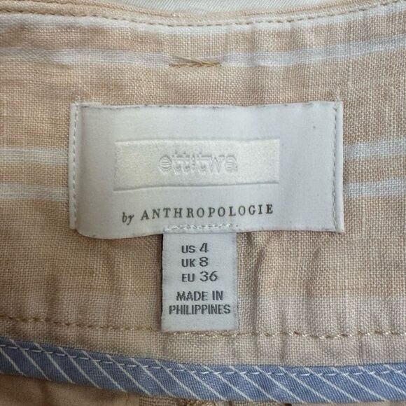 ett: twa Anthropologie Striped Linen Wide Leg Pants Size 4 - Picture 6 of 7